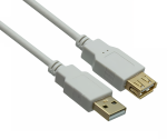 DINIC USB 2.0 HQ podaljšek A moški do A ženski, 28 AWG/2C, 26 AWG/2C, bel, 2,00 m, DINIC Polybag